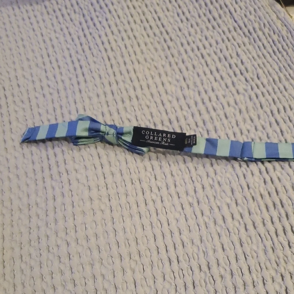 Striped Blue and Green Kids Bow Tie
